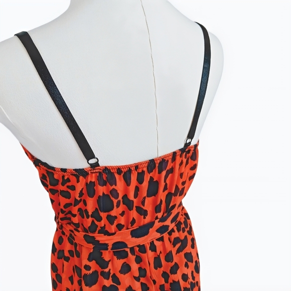 Missi London Orange Leopard Print Jumpsuit Wrap Belted Wide-Leg Size US 4 - Picture 7 of 13